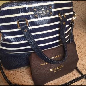 Classy Kate Spade White Blue Stripes Crossbody